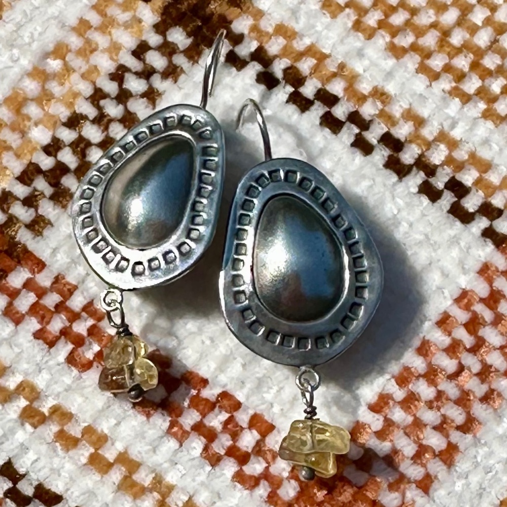 Vintage Silpada Sterling Silver and Citrine Earrings W1192